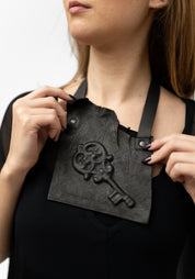 Leather Asymmetric Hidden Key Flap Necklace