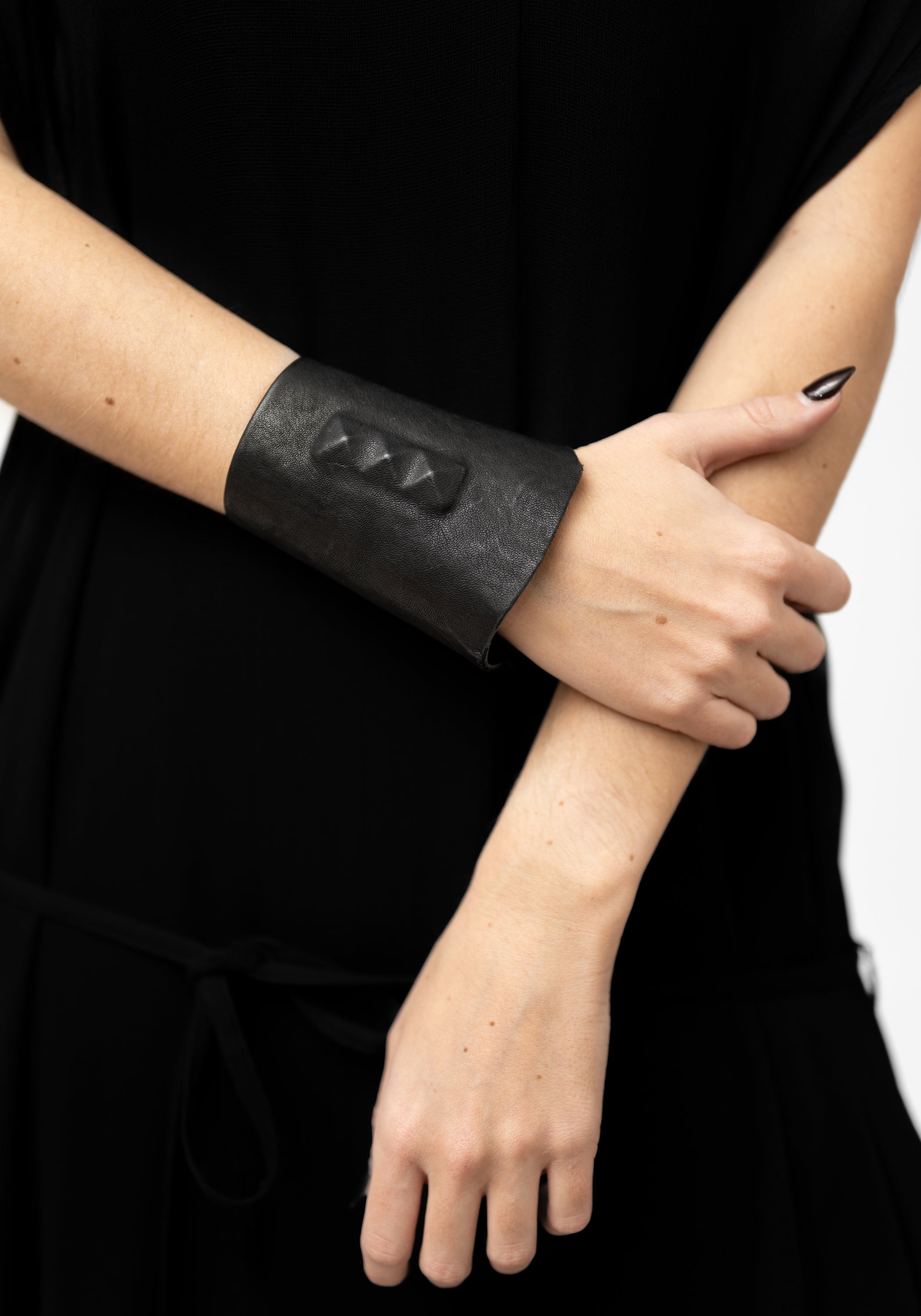 Leather Hidden Studs Cuff