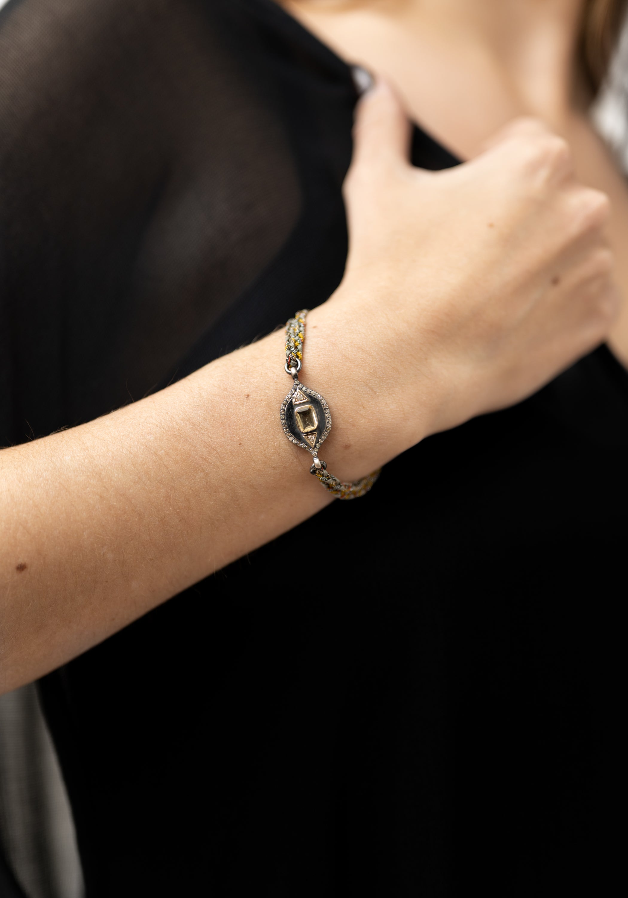 10K Gold, Citrine and Diamond Bracelet