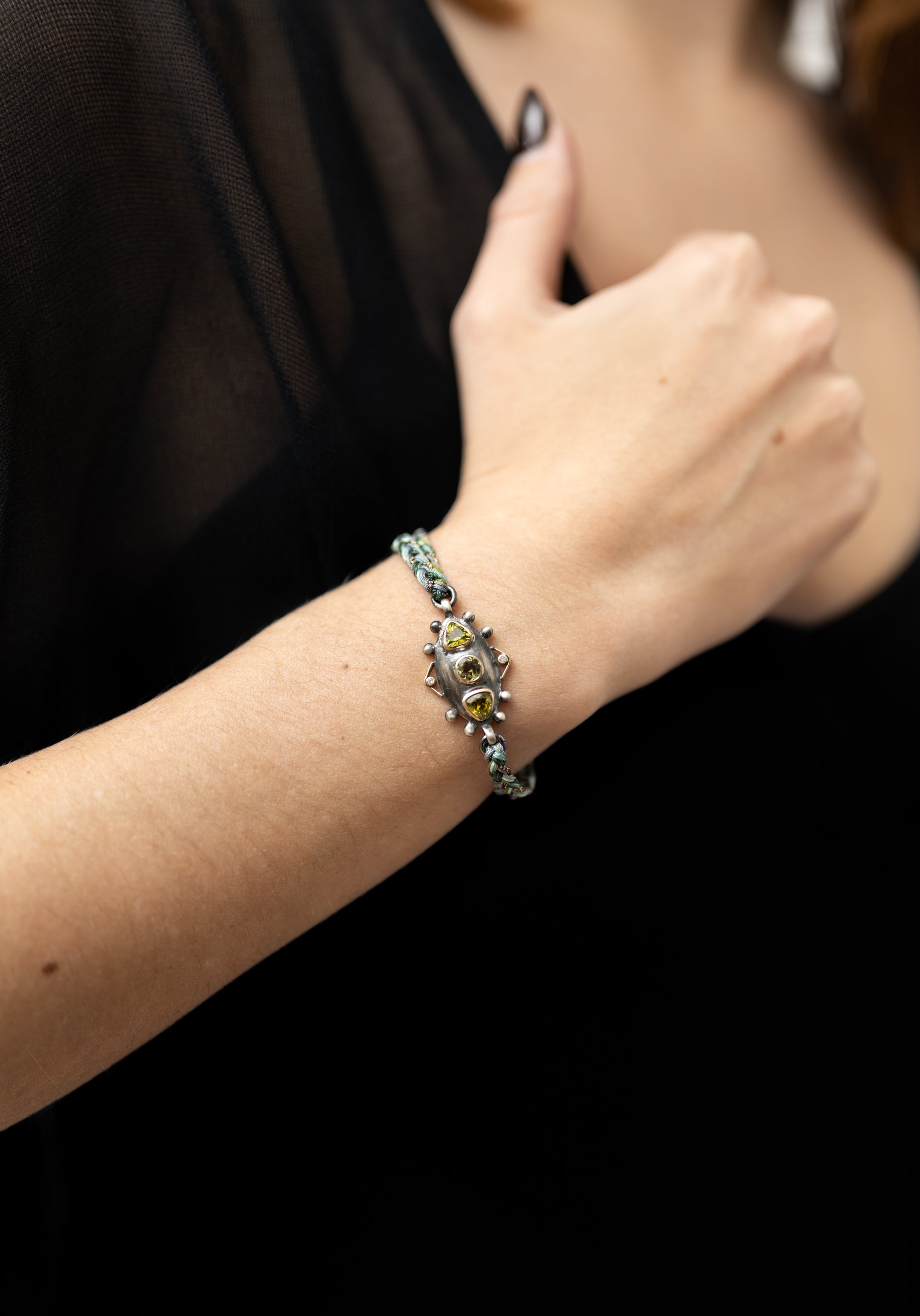 10k Gold, Green Tourmaline and Diamond Bracelet - December Thieves