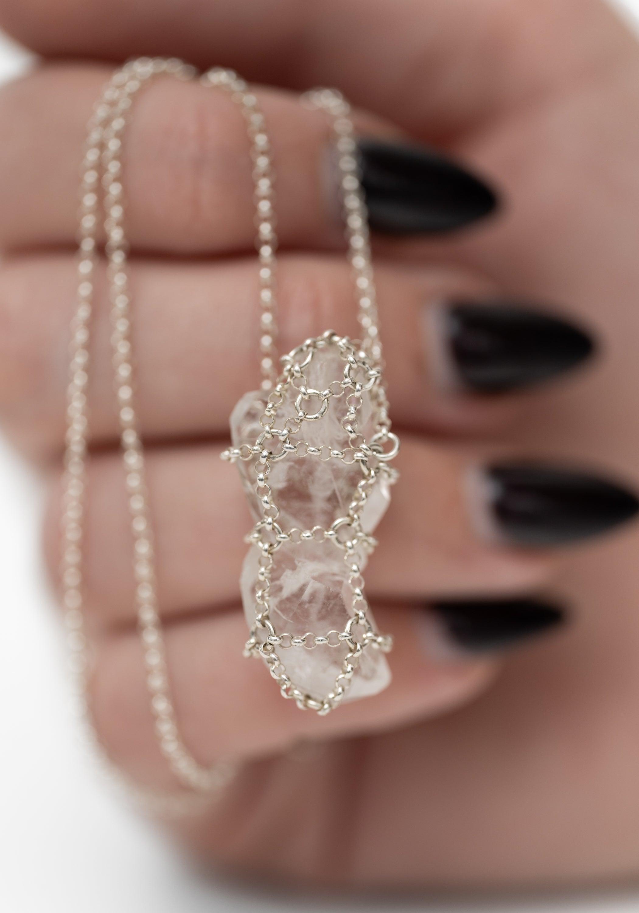 Vertical Caged Quartz Pendant Necklace - December Thieves