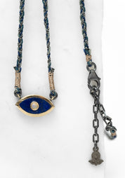 10k Gold, Lapis and Opal Eye Necklace