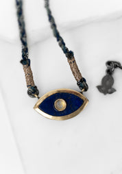 10k Gold, Lapis and Opal Eye Necklace
