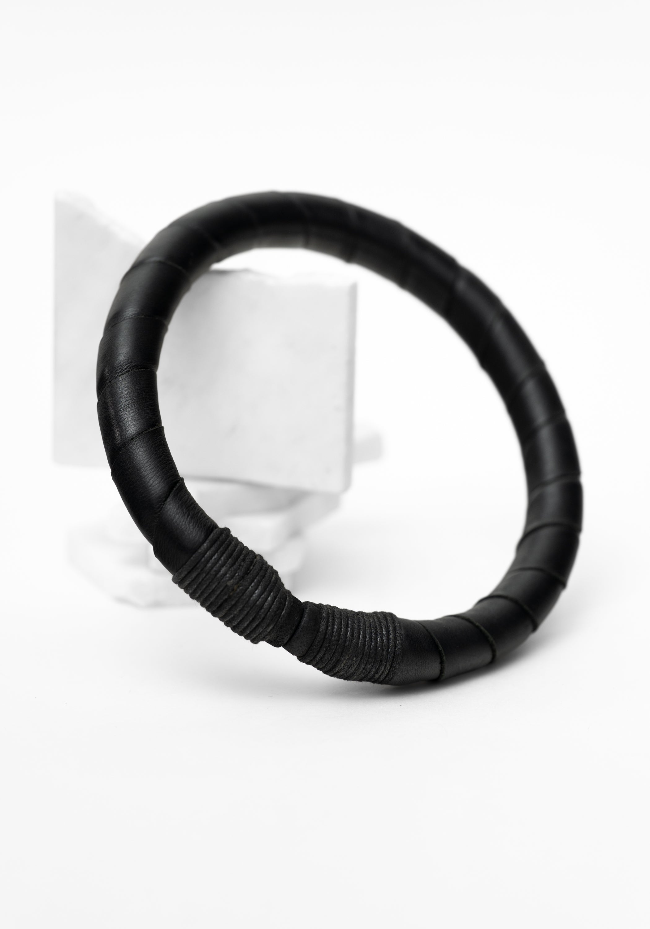 Leather Wrapped Ring Collar Necklace