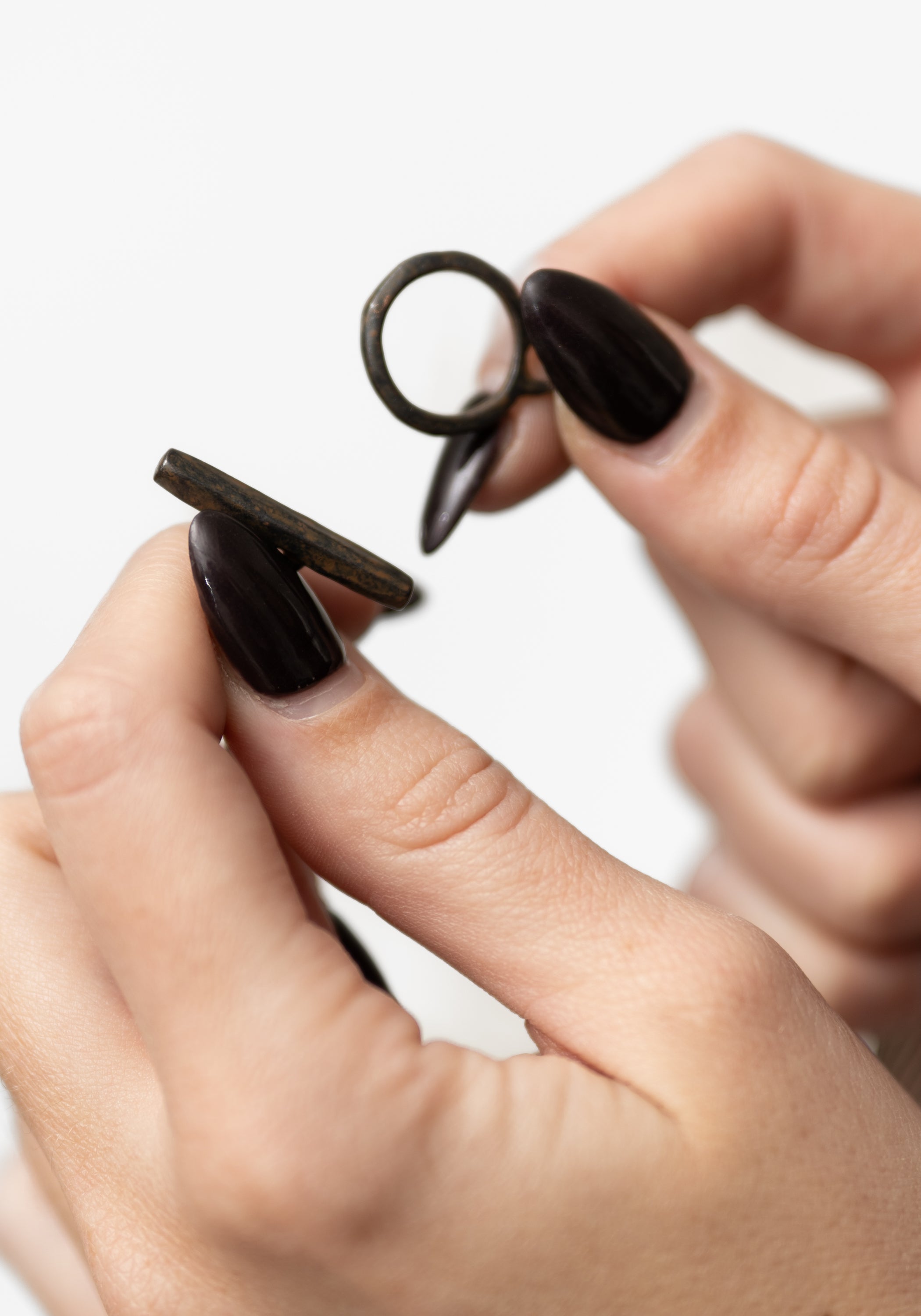 Black Leather Draped Whorls Necklace