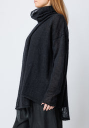 Ganger High Neck Open Knit Wool Blend Pullover