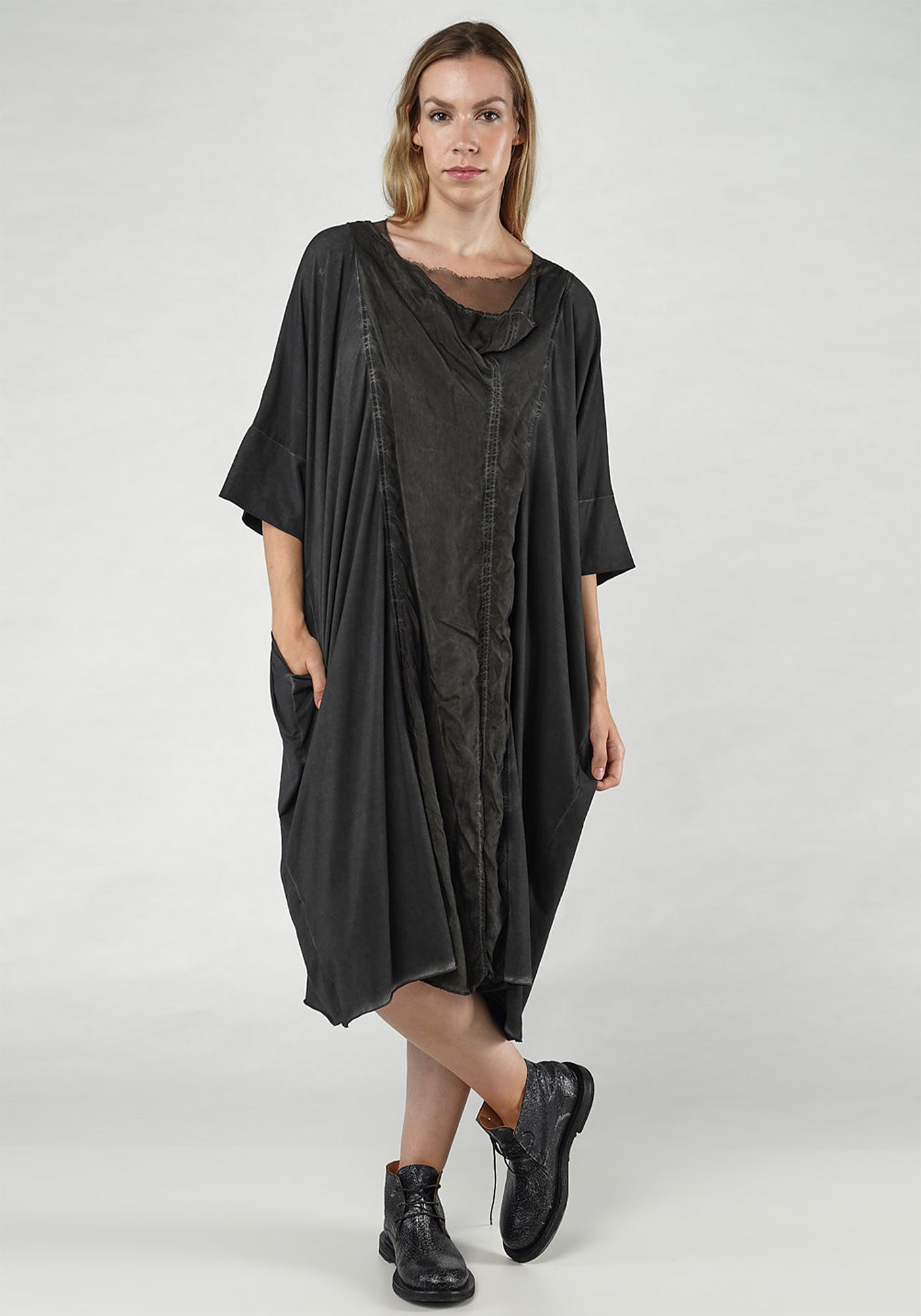 Oversized Contrast Panel Front Dress