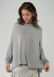 High Neck Draped Shimmer Knit Top