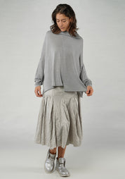 High Neck Draped Shimmer Knit Top