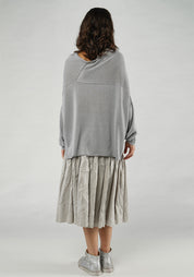 High Neck Draped Shimmer Knit Top