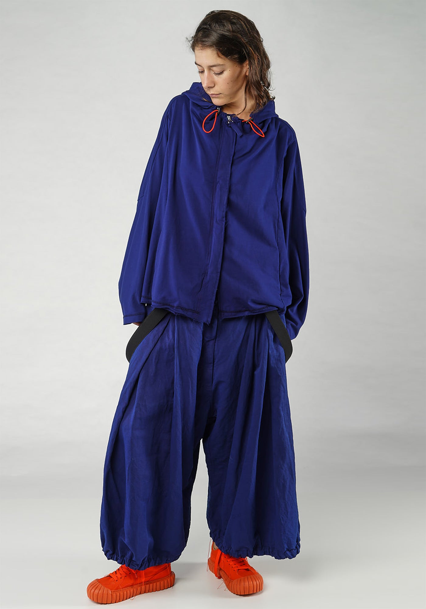 Oversized Drop Shoulder Hooded Jacket in INK Only