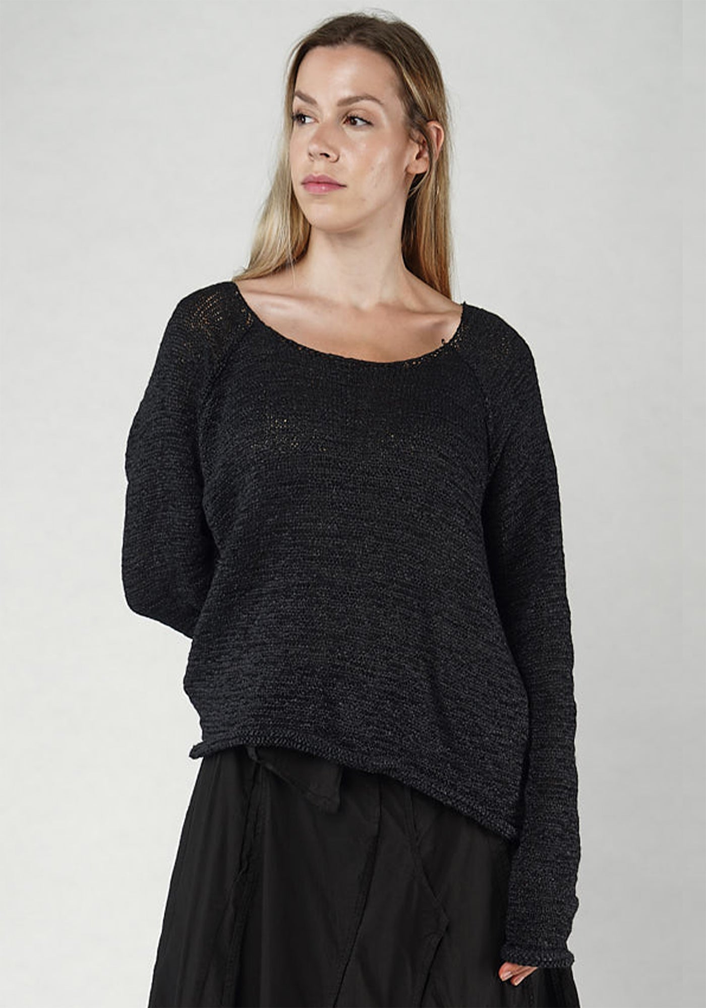 Wide Neck Textured Knit Pullover in OCEAN or GRIEGE