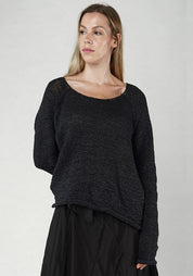 Wide Neck Textured Knit Pullover in OCEAN or GRIEGE