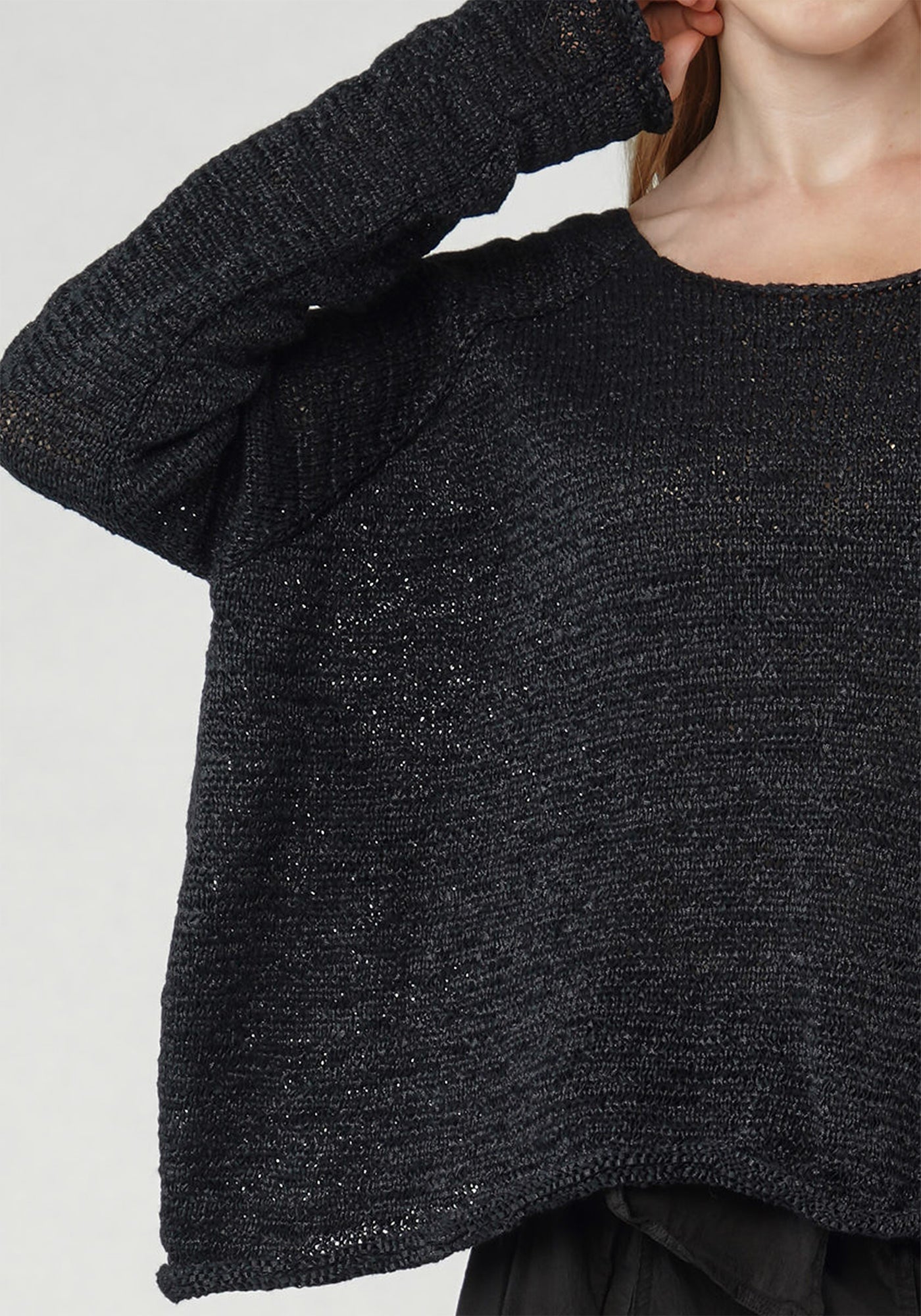 Wide Neck Textured Knit Pullover in OCEAN or GRIEGE