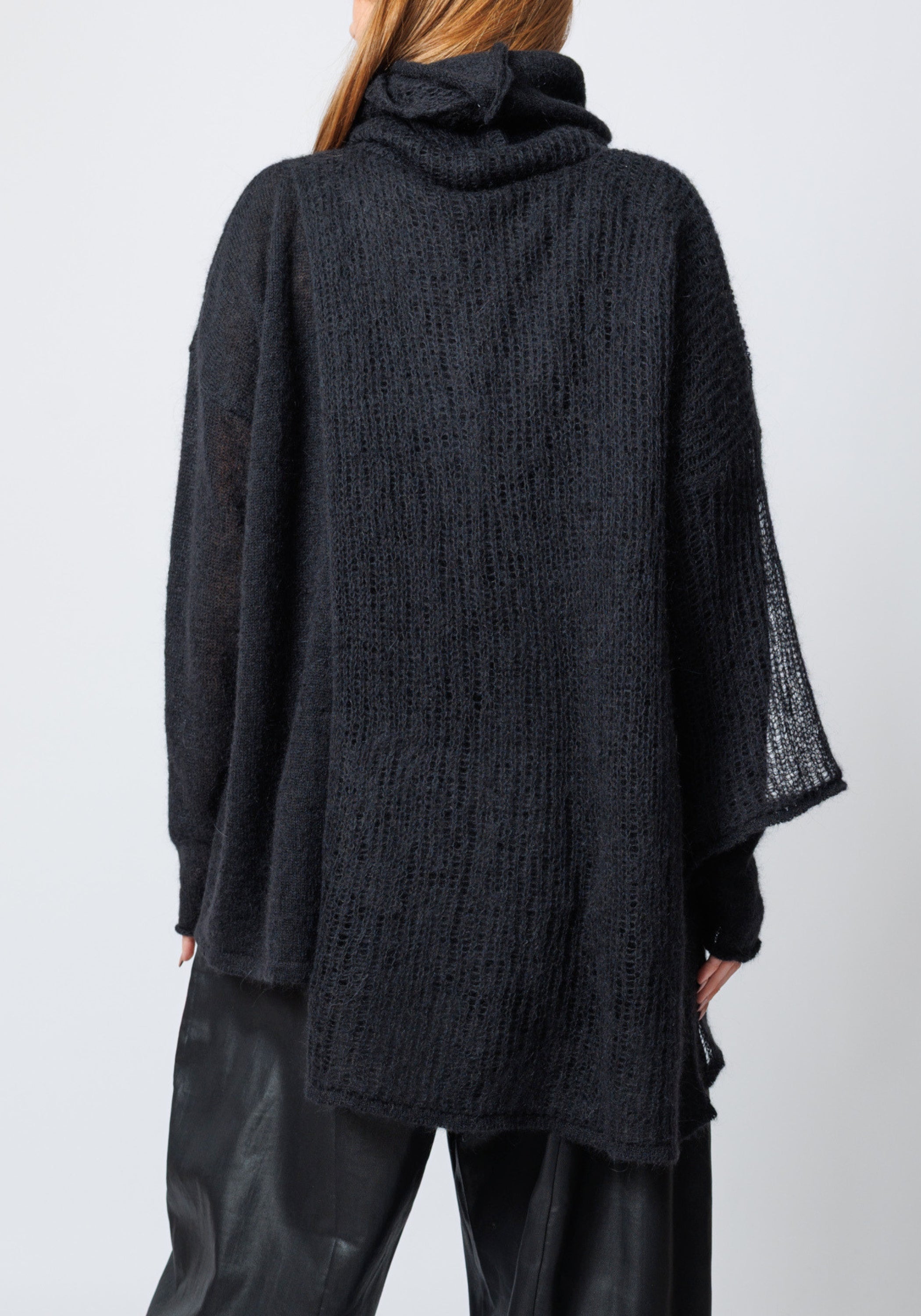 Ganger High Neck Open Knit Wool Blend Pullover