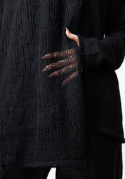Ganger High Neck Open Knit Wool Blend Pullover