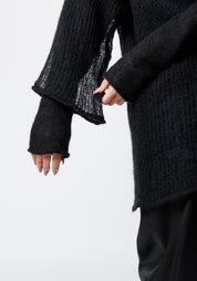 Ganger High Neck Open Knit Wool Blend Pullover