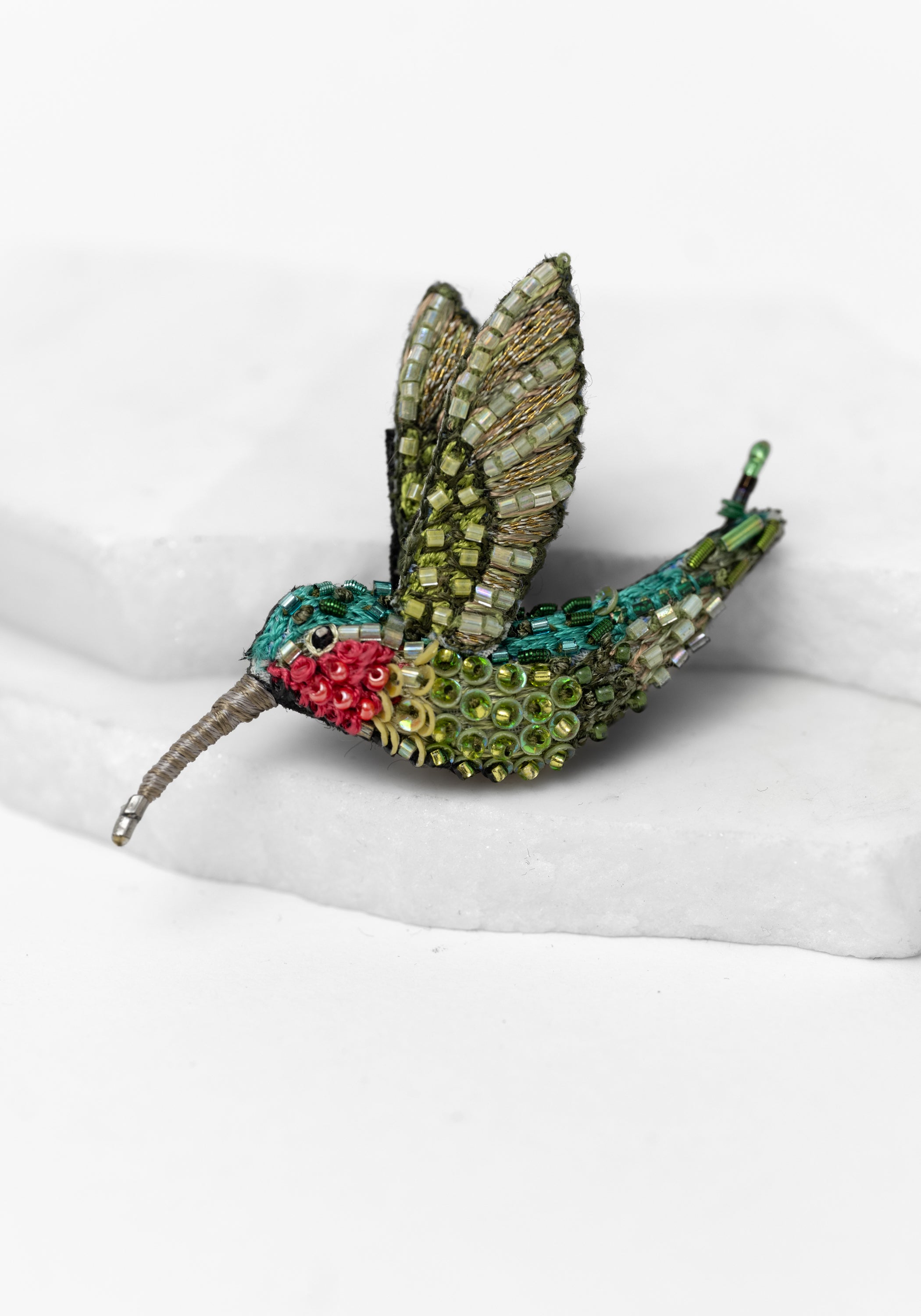 Ruby Throated Hummingbird Brooch Pin - December Thieves