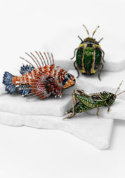 Two Stripped Grasshopper Embroidered Pin - December Thieves