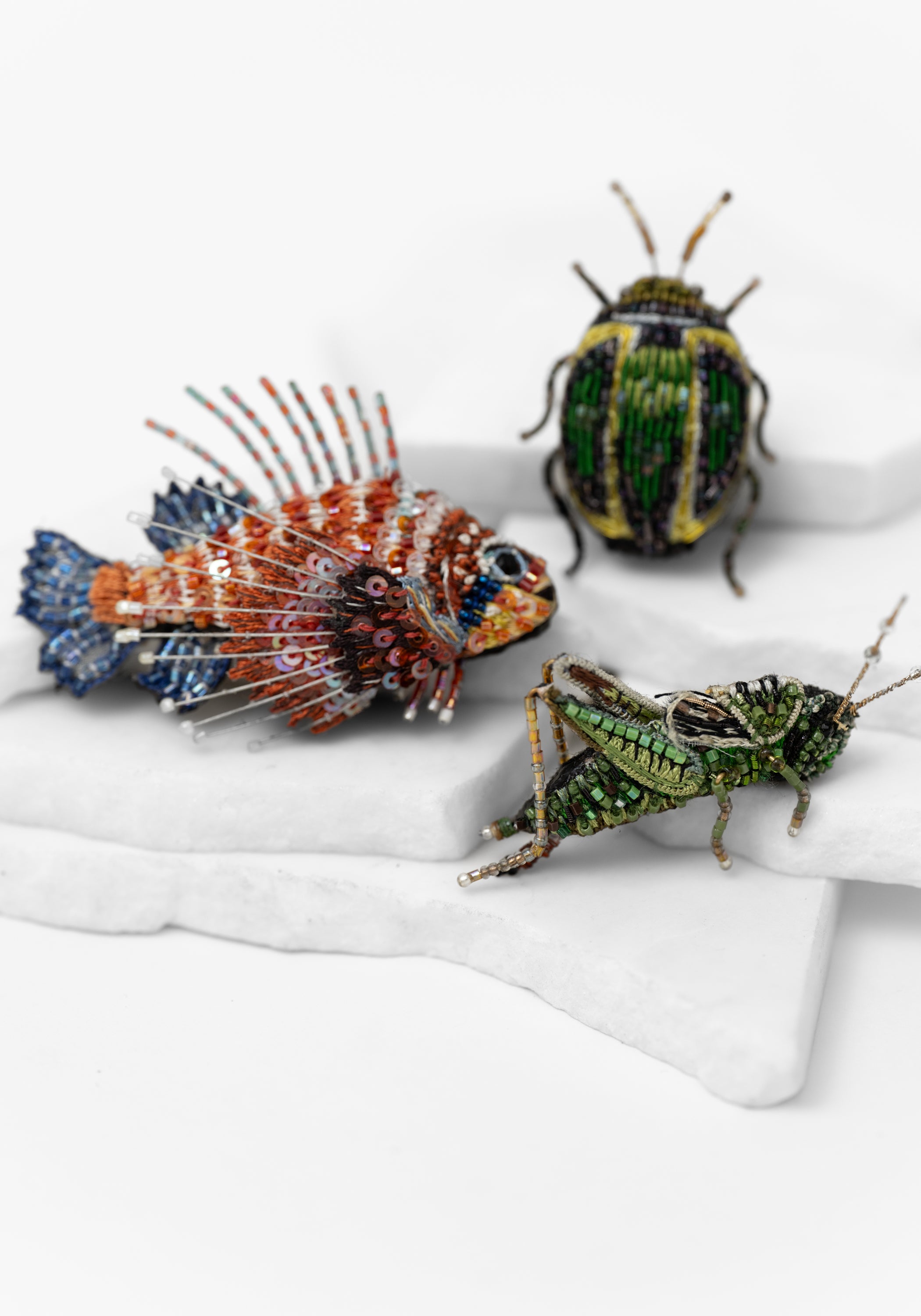 Two Stripped Grasshopper Embroidered Pin - December Thieves