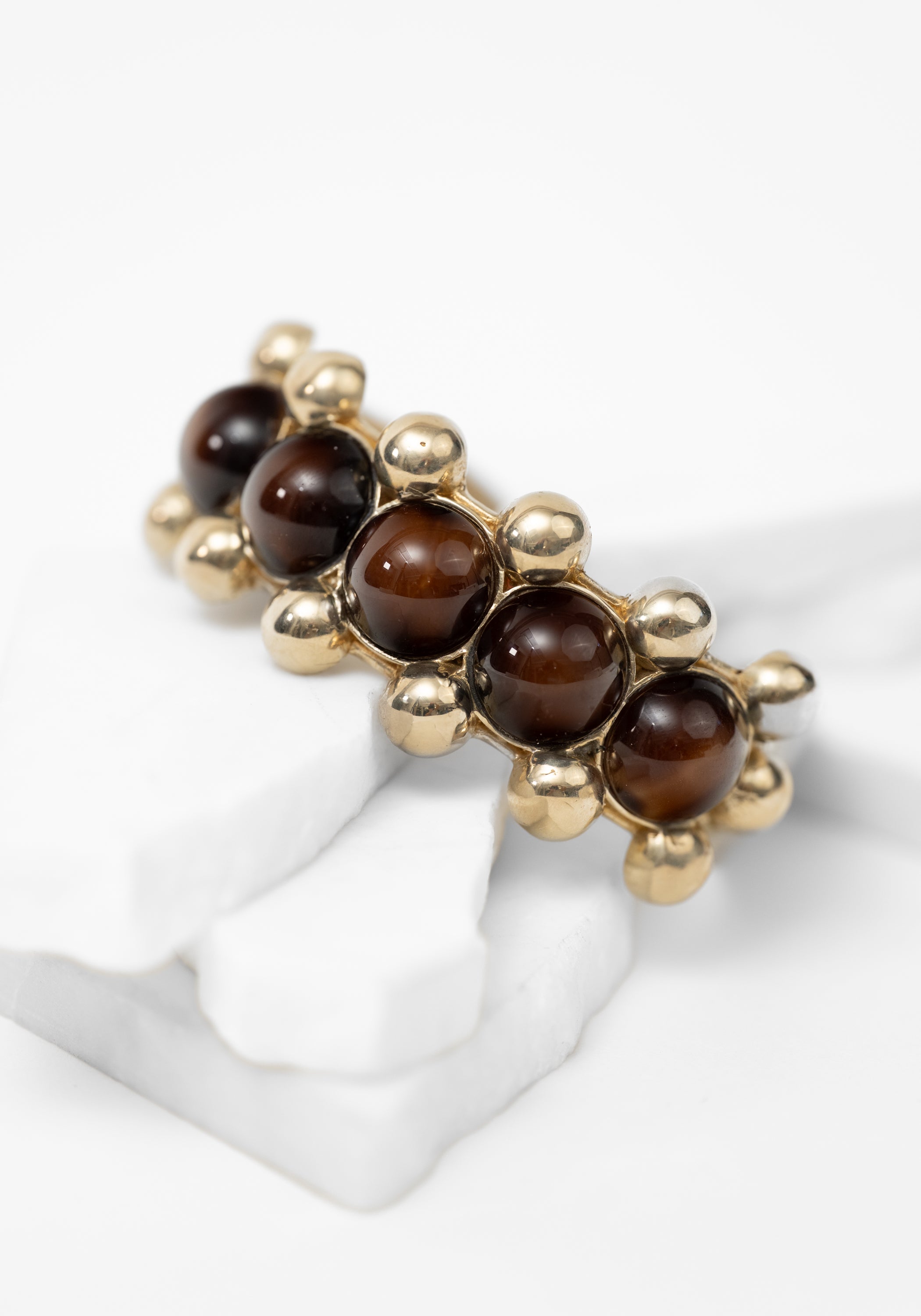 Brass and Vintage Glass Cabochons Aswan Cuff