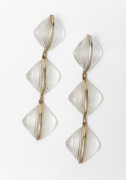 Bold Brass and Vintage Glass Prism Earrings