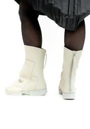 Ozone Grey Leather Draped Zip Boot