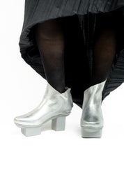 Prospect Silver Leather Asymmetric Boot