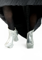 Prospect Silver Leather Asymmetric Boot