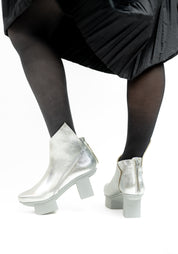 Prospect Silver Leather Asymmetric Boot