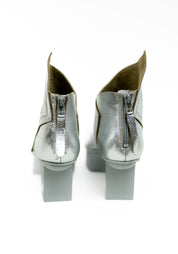 Prospect Silver Leather Asymmetric Boot