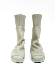Ozone Grey Leather Draped Zip Boot