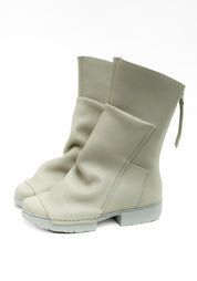 Ozone Grey Leather Draped Zip Boot