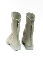 Ozone Grey Leather Draped Zip Boot