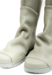 Ozone Grey Leather Draped Zip Boot