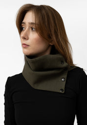Olive Green Snap Detail Cowl