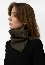 Olive Green Snap Detail Cowl