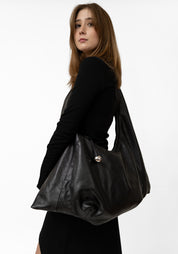 Black Leather Large Manta Bag