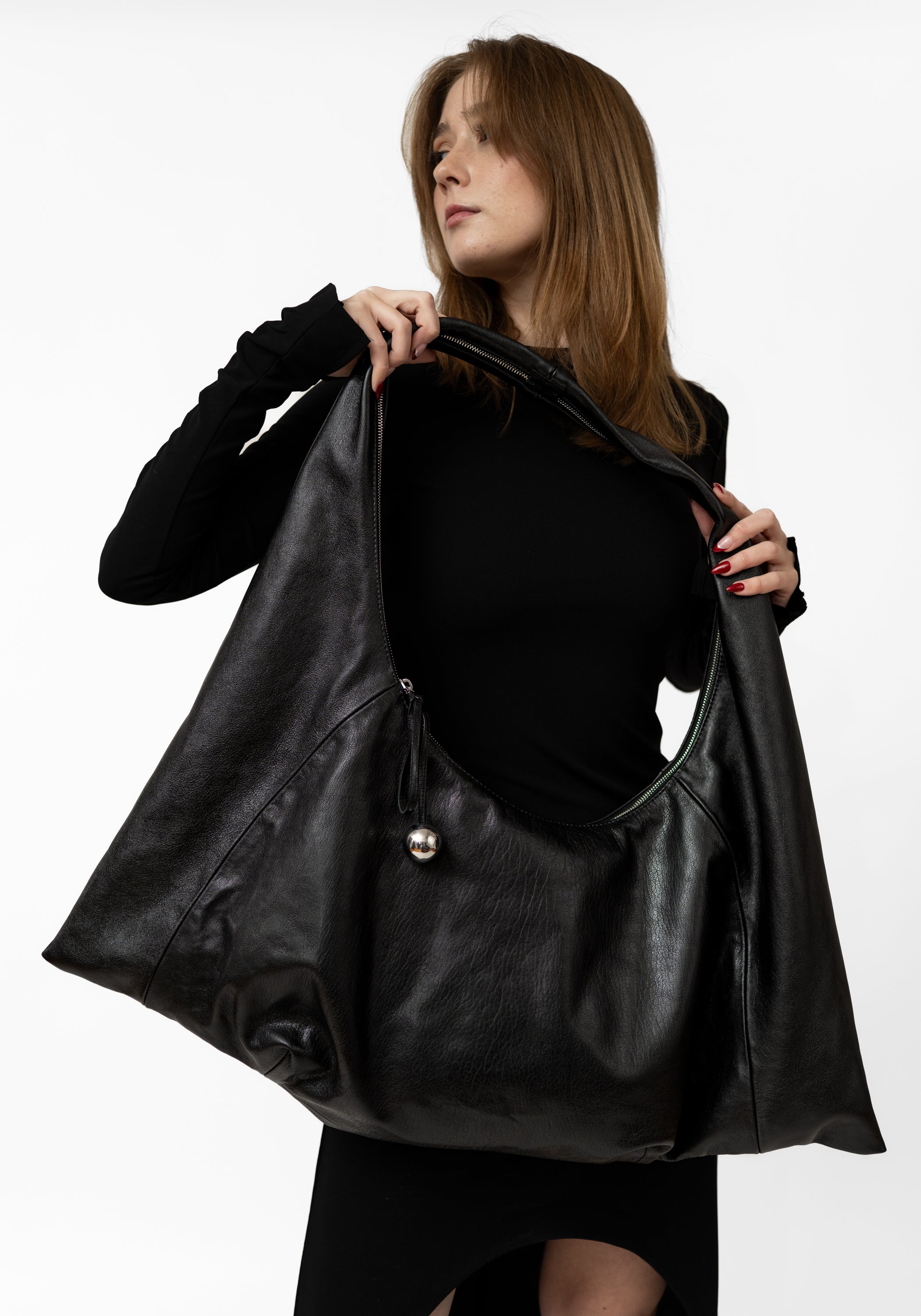 Black Leather Large Manta Bag