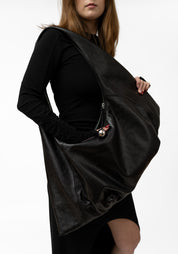 Black Leather Large Manta Bag