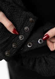 Black Quilted Ruffle Shoulder Piece