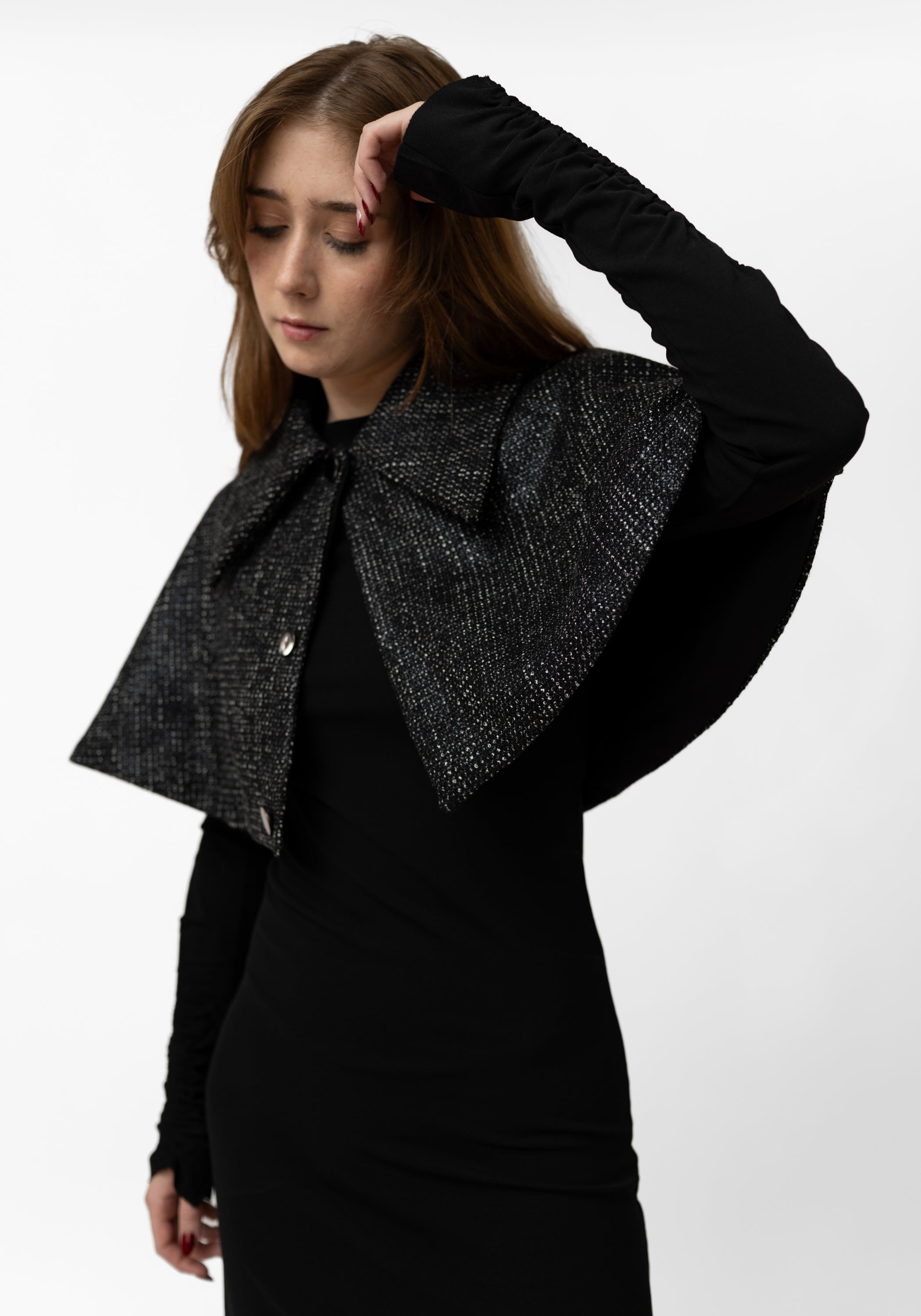 Black Tweed Capelet