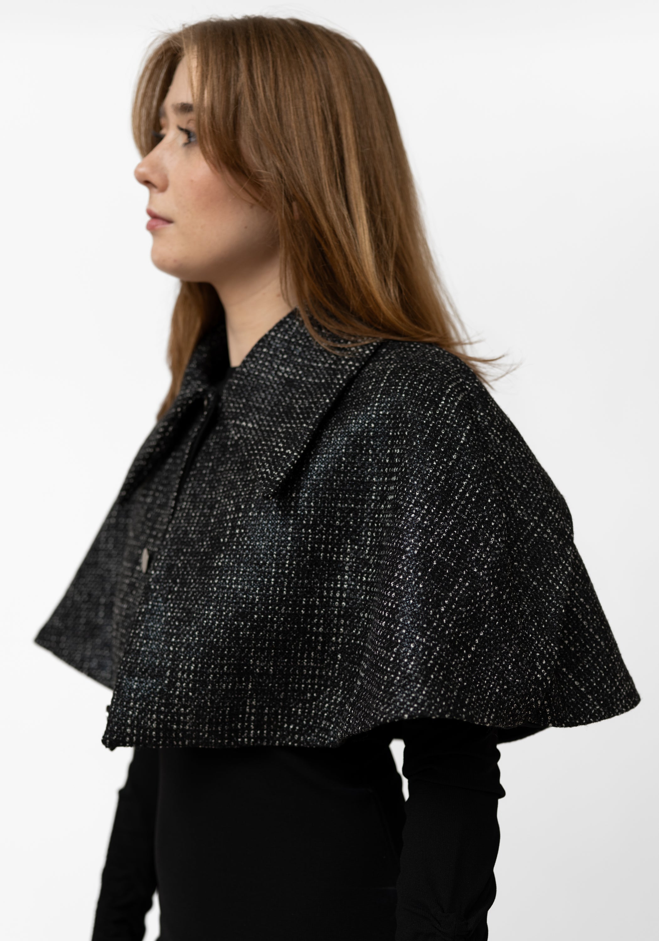 Black Tweed Capelet
