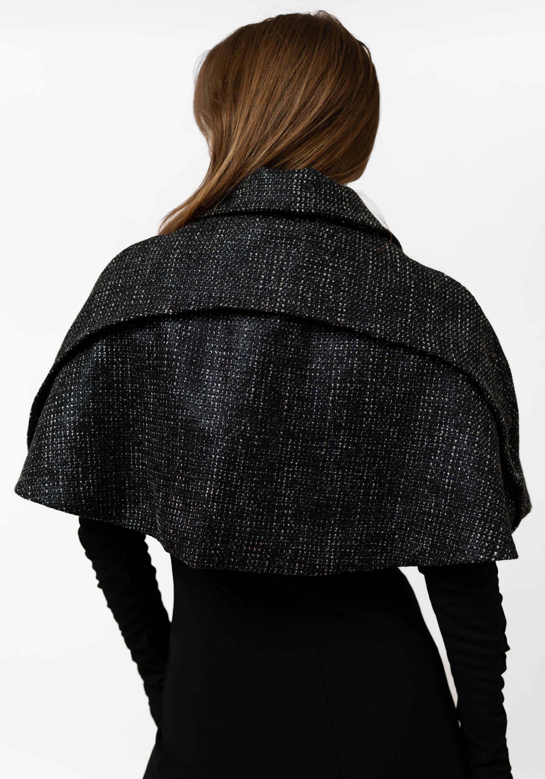 Black Tweed Capelet
