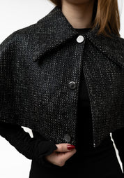 Black Tweed Capelet
