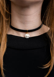 White Porcelain Mini Rose Leather Choker