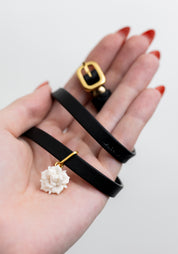 White Porcelain Mini Rose Leather Choker