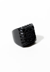 Etched Black Resin Square Ring