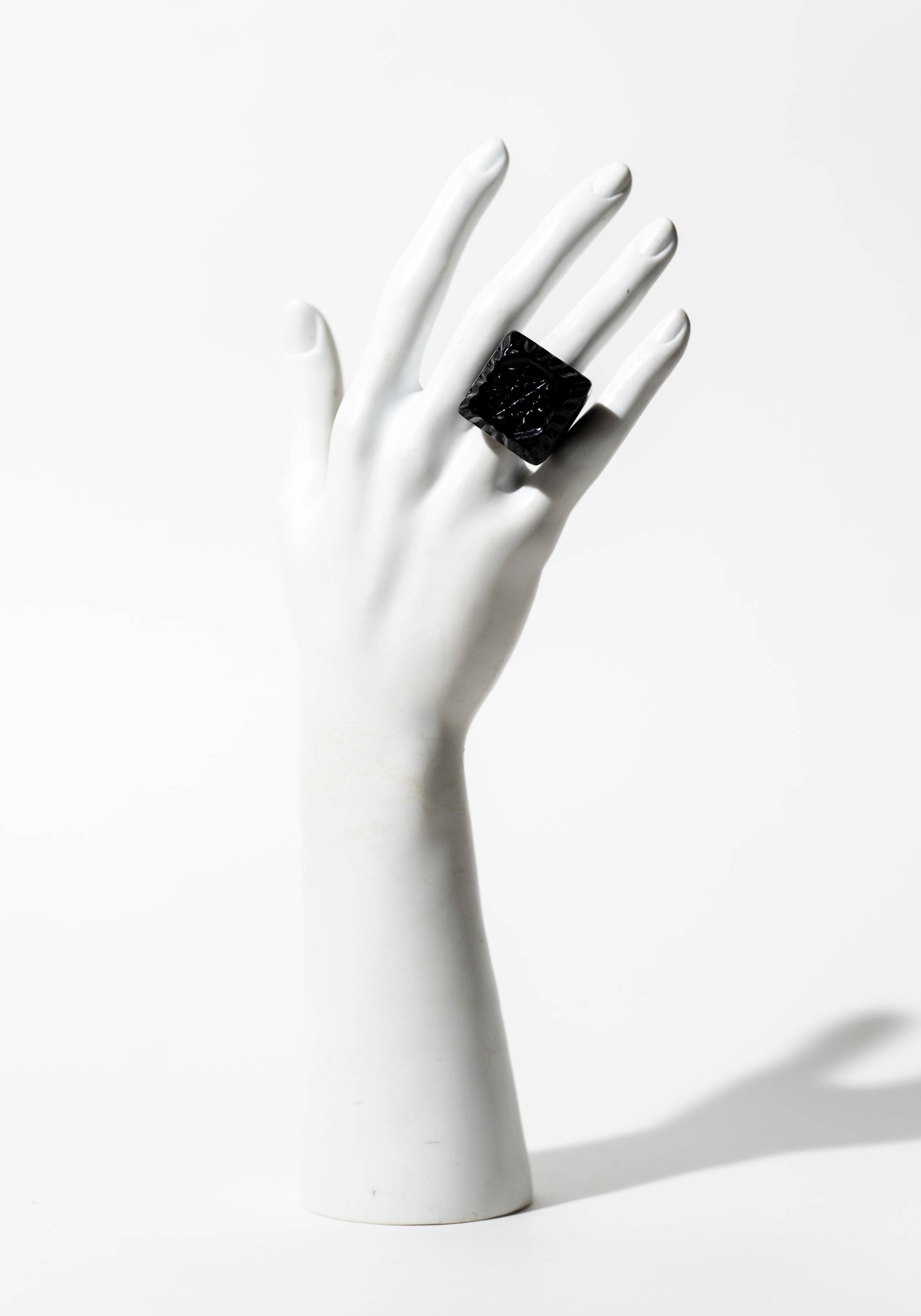 Etched Black Resin Square Ring