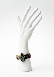 Brass and Sterling Silver Solder Faceted Labradorite Cuff